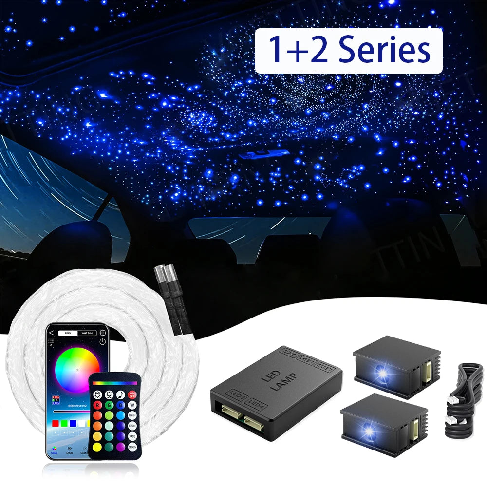 RGBW 1+2 Split Machine Car Roof Star Light APP Control Fiber