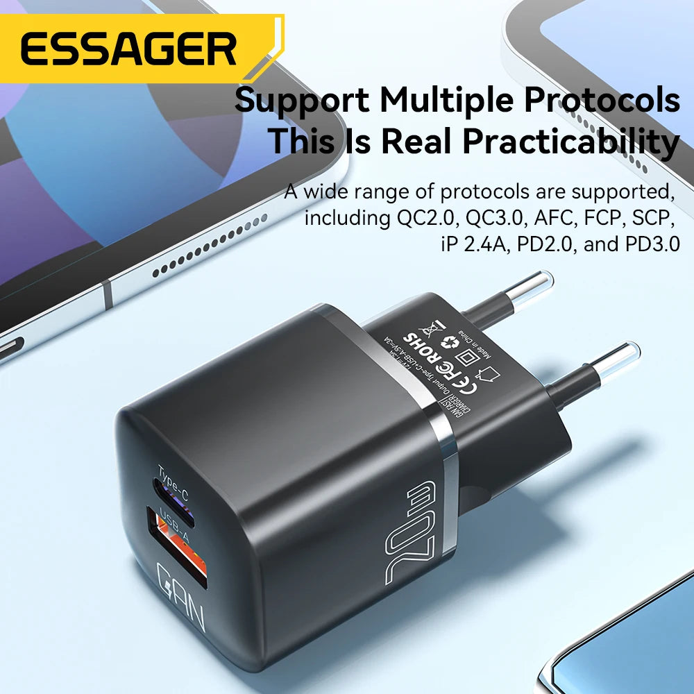 Essager 20W GaN PD USB C Charger for iPhone 14 13 12 11 Pro 