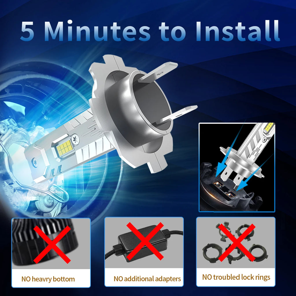 4PCS H7 H1 LED Headlight High/Low Beam Light Bulbs Set 6000K