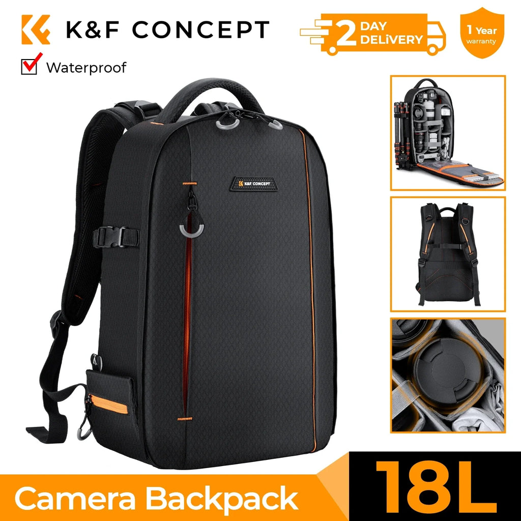 K&F CONCEPT 18L/10L Photography Camera Backpack Lightweight Waterproof Travel Camera Bag for Dslr Camera Canon Nikon Sony Laptop