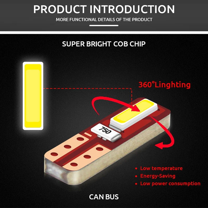 10/20/50 PCS T5 LED W3W W1.2W Led Bulb Car Interior Dashboar