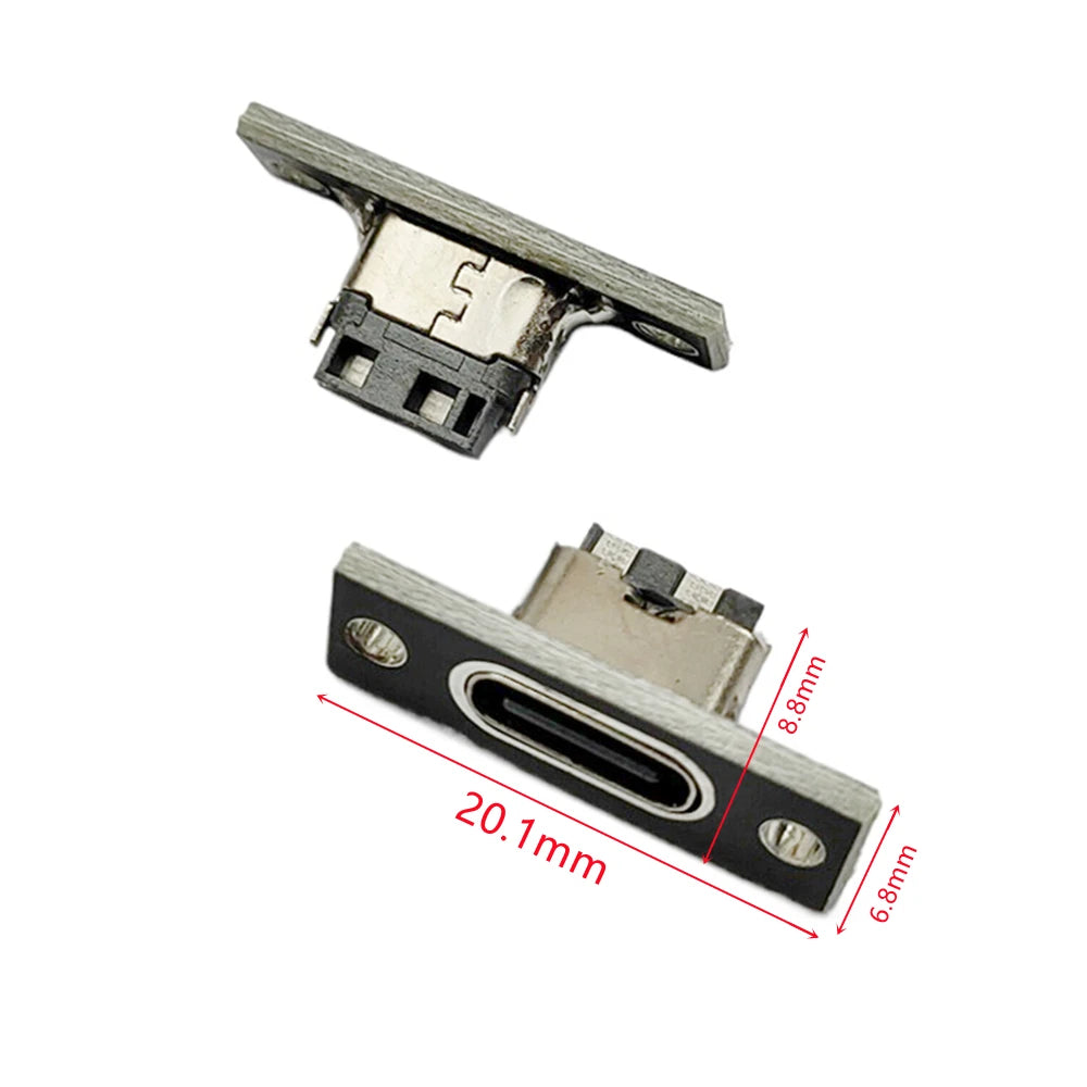 10/5/2Pcs Type-C USB Jack Socket With Fixing Plate 2Pin 4Pin