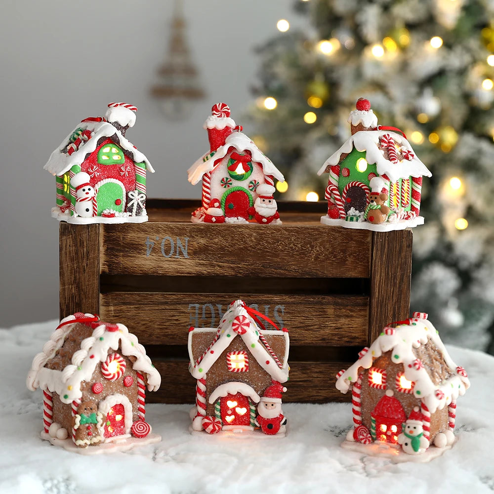 LED Light Christmas Gingerbread Small House Creative Pendant