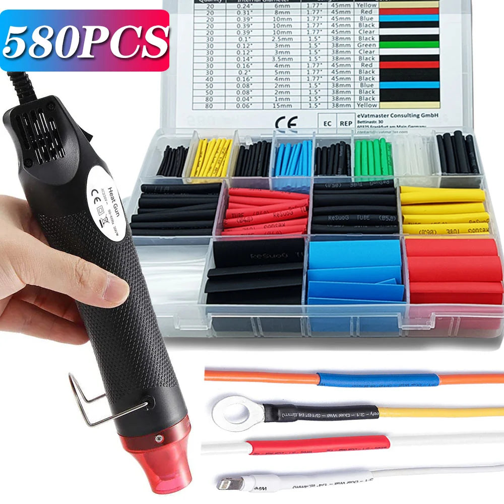 328/127/580PCS Heat Shrink Tubing Kit 2 1 Shrinkable Wire Sh