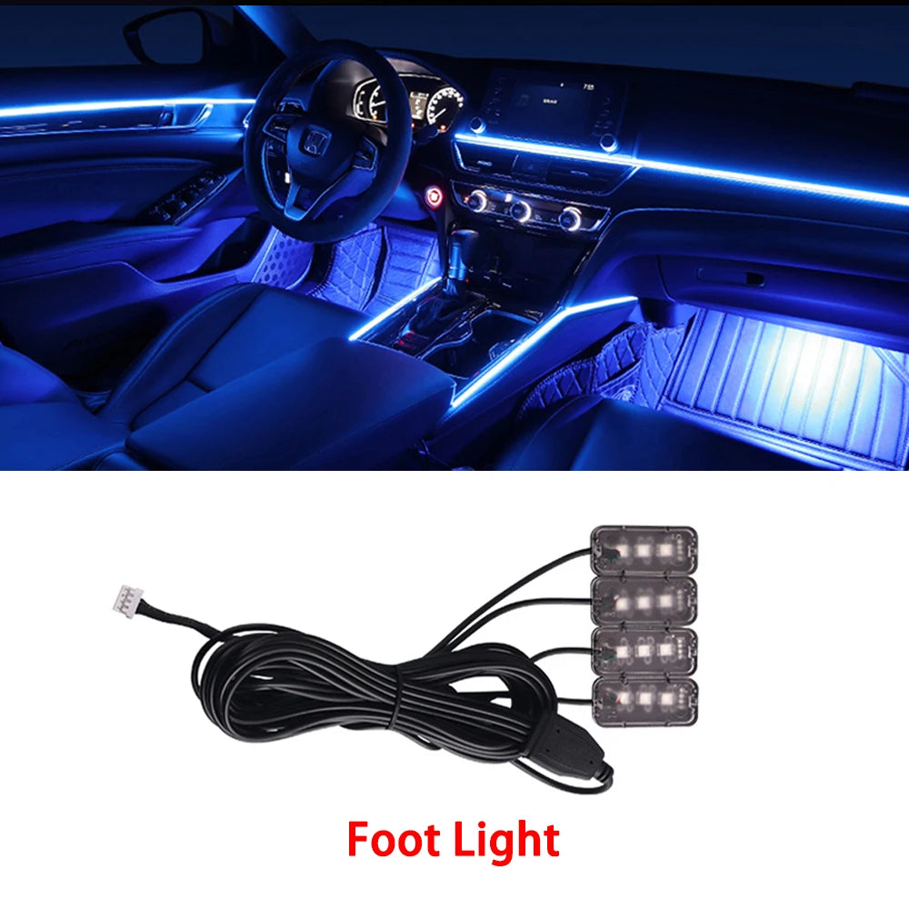 Dual Zone 18 in 1 RGB 64 Colors Acrylic Strip Car LED Ambien