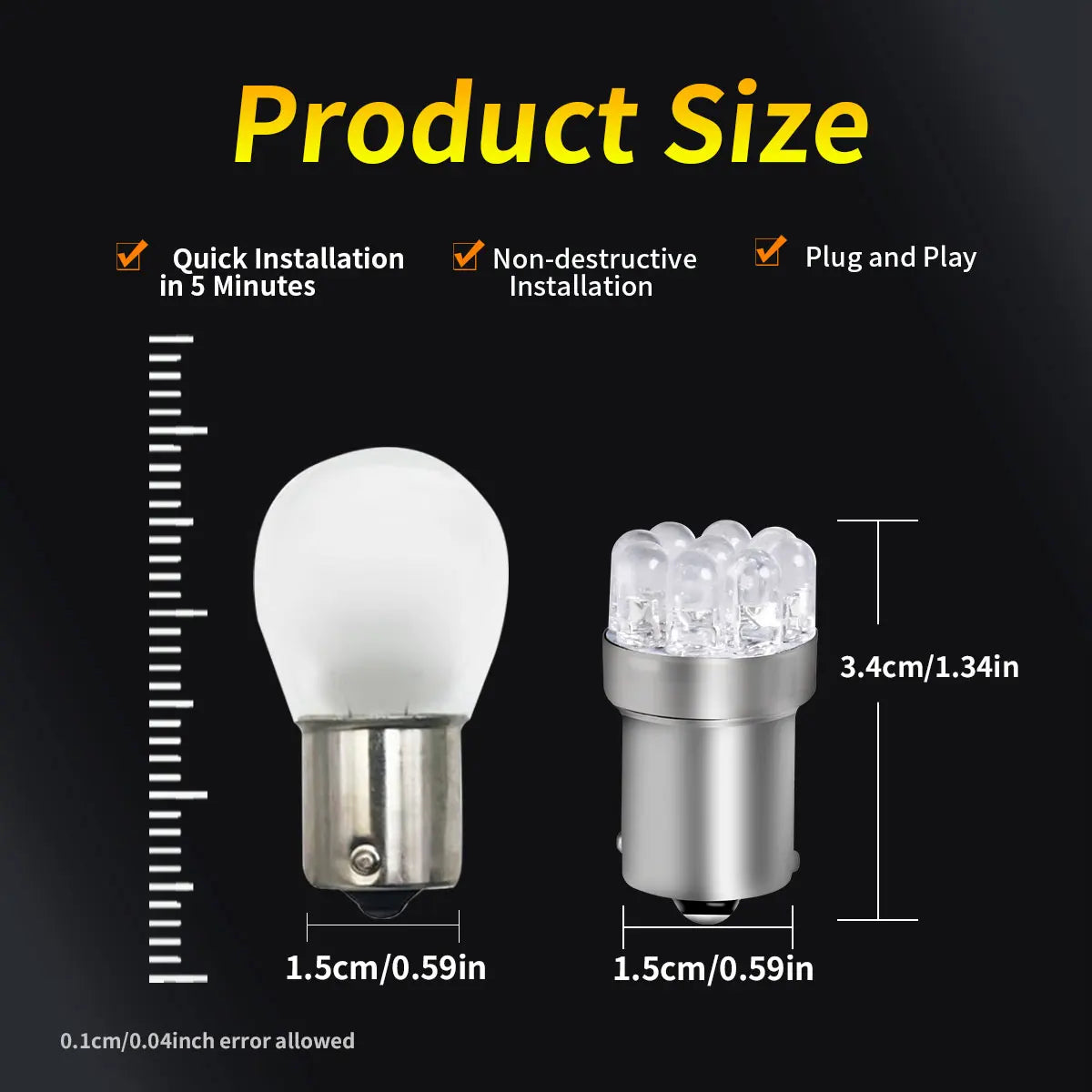 2Pcs Super Bright 12V/24V 1156 BA15S P21W S25 G18 R5W 1157 B