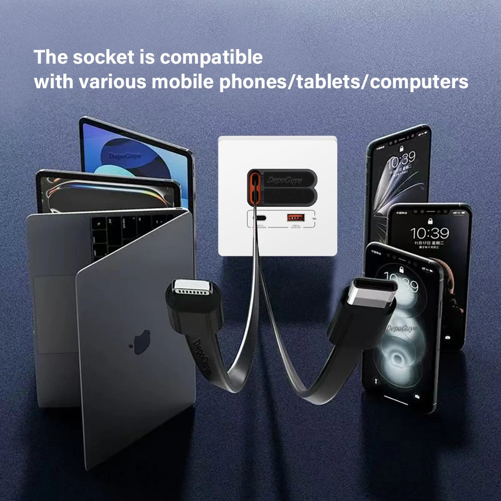 EU Universal 20W USB C Smart Socket Panel With Dual Type-c F