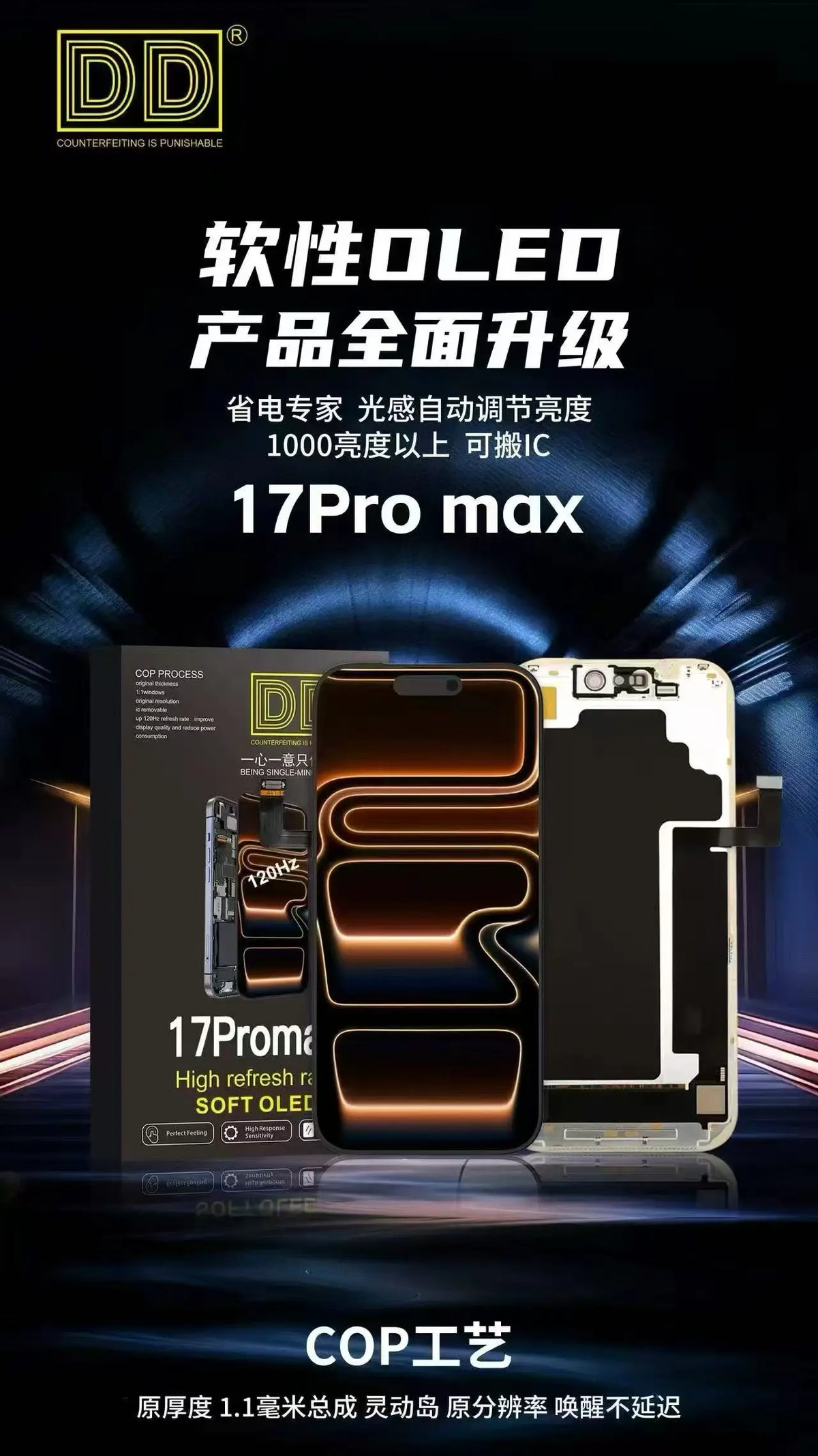 120HZ Soft OLED For iPhone 15 Pro Max 15Pro 13 Pro LCD Display 3D Touch Screen Digitizer Assembly High Refresh Rate Replacement