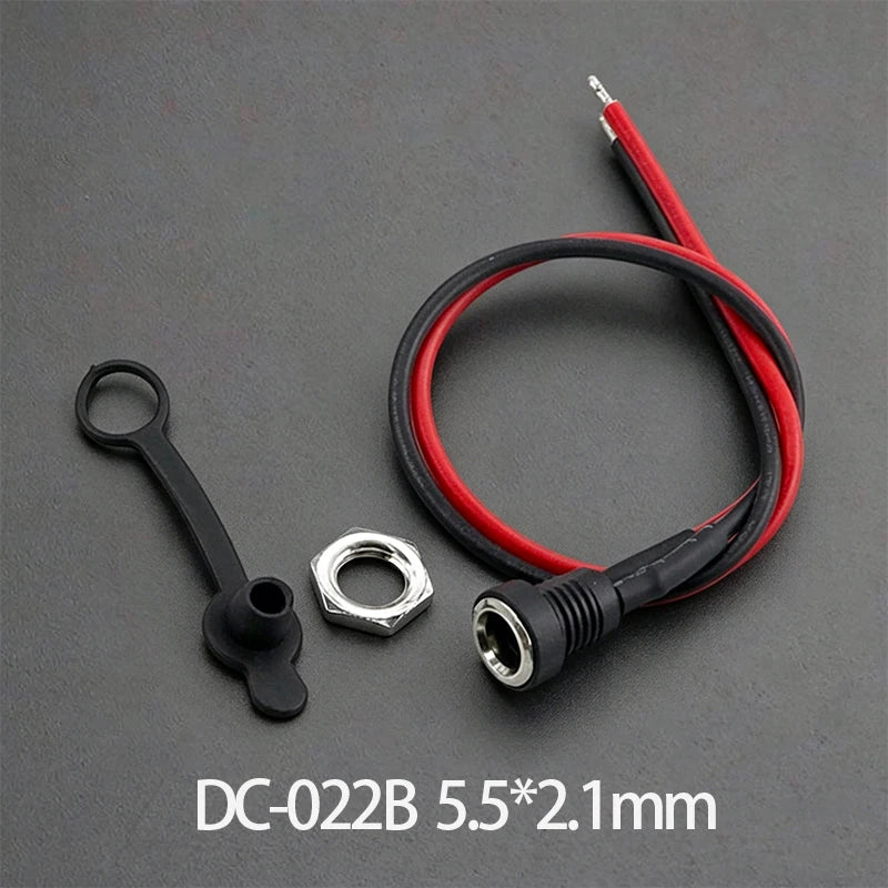 1Set Waterproof C-022B DC-022X DC-099 D5.5 2.1mm/2.5mm DC Power Jack Socket Female Panel Mount Connector MetalWith Nut Snap