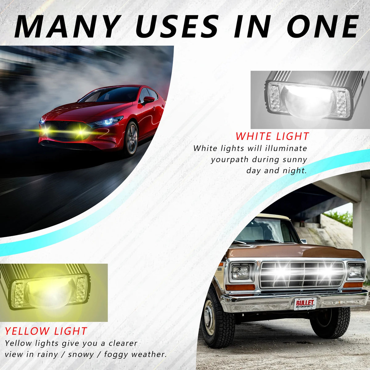 LED Car Grille Spotlight Projector Len Light DRL 120W 12000L