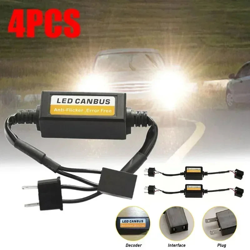 1/4PCS LED Car Headlight Bulbs Decoder No Error H4 H7 H11 90
