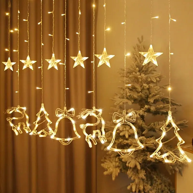 LED Christmas Garland String Lights Fairy Curtain Light For 