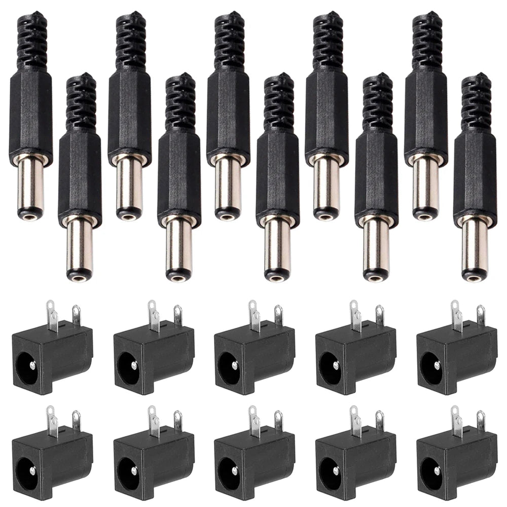 10pcs 3 Pin DC Power Connector PCB Mount Female Plug Jack + 