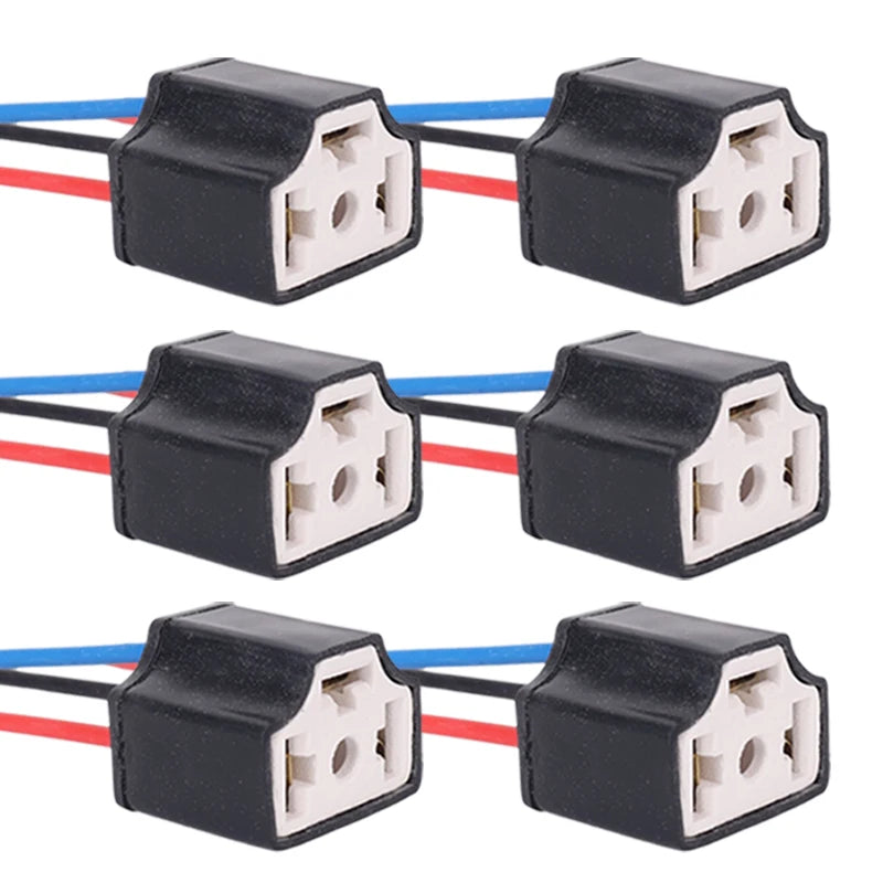 Ceramic LED H4 Headlight Socket Car Headlight Replacement Repair Bulb Holder Connector Plug Auto H4 Bulb Wire Socket 20/2pcs