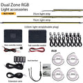 Dual Zone 18 in 1 RGB 64 Colors Acrylic Strip Car LED Ambien