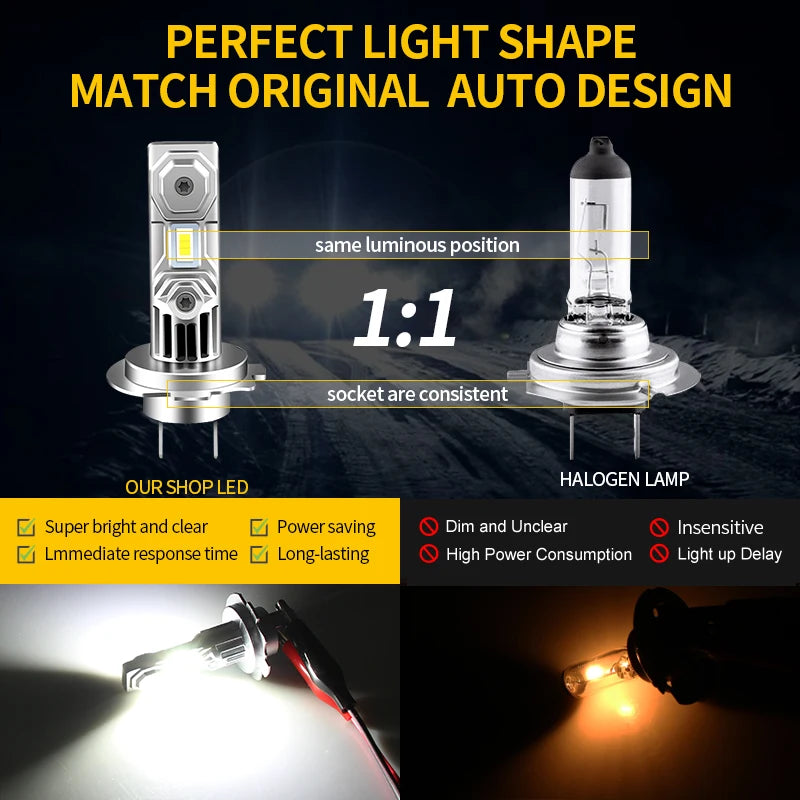 2PCS Motorcycle H7 LED Headlight Bulbs Kit For Honda Goldwin