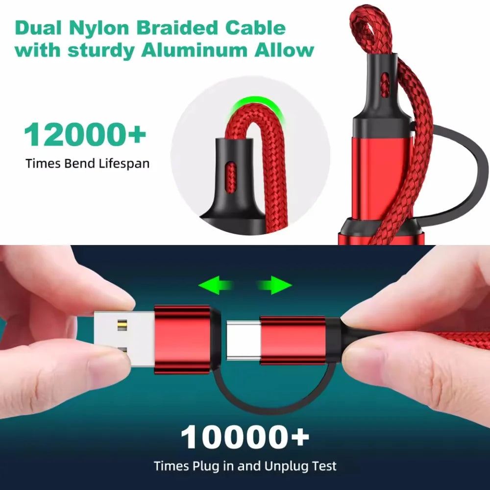 5 in 1 PD USB Fast Charging Cable For iPhone 14 13 12 Xiaomi
