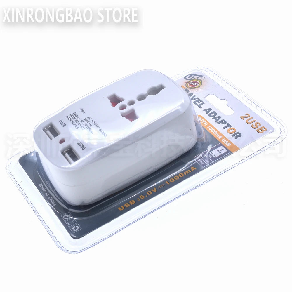 Universal International Plug Adapter 2 USB Charging Port Wor