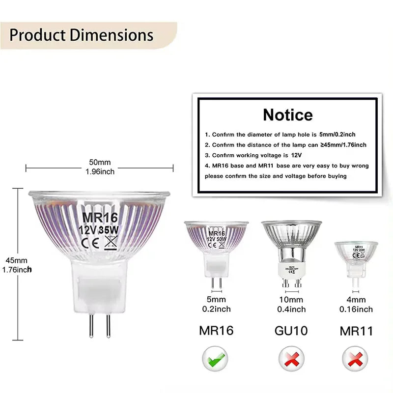 MR16 12V 35W Watt Base Light Bulb Lamp Halogen Projector Soc