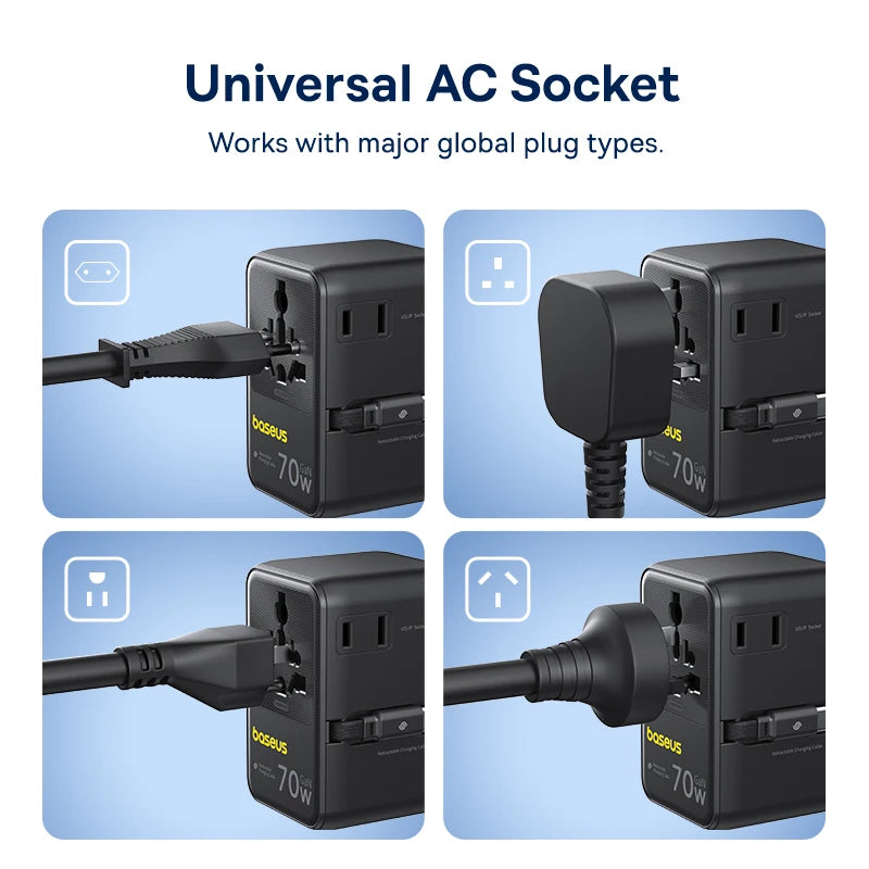 Baseus GaN Charger Universal Travel Adapter Built in 70W Ret