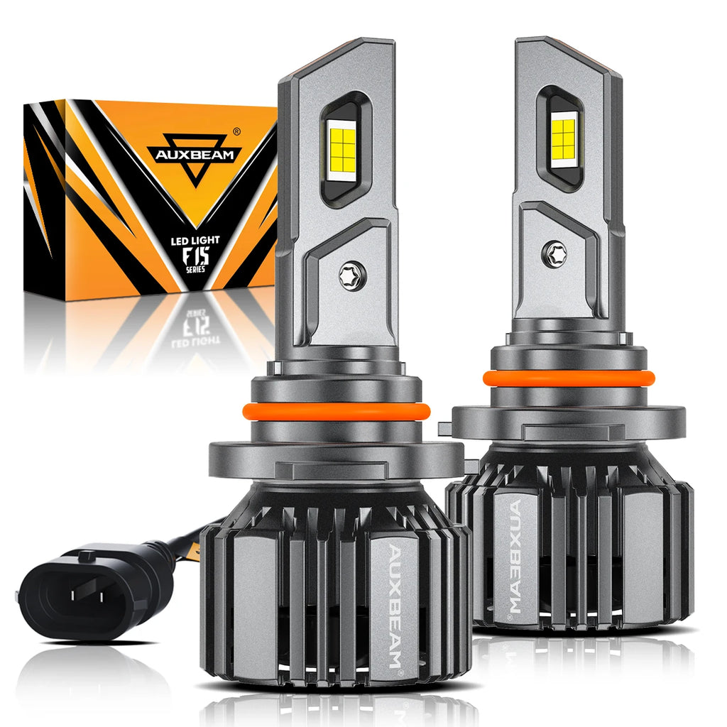 AUXBEAM Upgraded LED HEADLIGHT BULBS H1 H7 H11 9005 9006 20% SMALLER SIZE 20000LM 90W 6500K COOL WHITE LED Light Bulb F15 SERIES