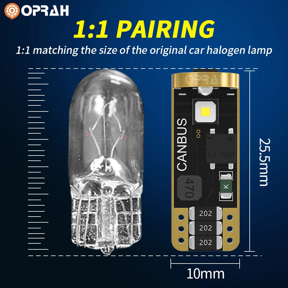 10PCS NEW T10 W5W LED Bulbs 6000K White 194 168 Canbus 3838 