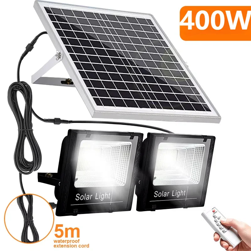 400W Led Solar Light High bright 2 Head Flood Light Waterpro