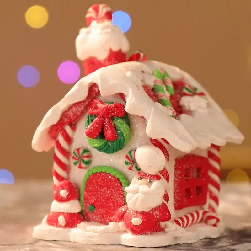 LED Light Christmas Gingerbread Small House Creative Pendant Christmas Decorantion Party Xmas Tree New Year Holiday Decor