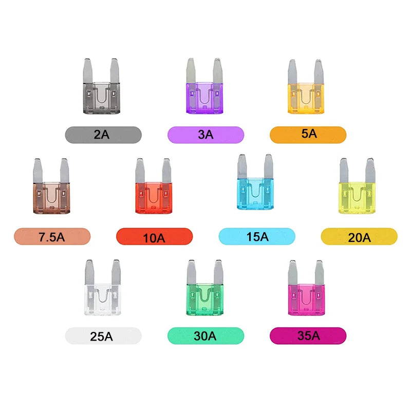 100/50/10pcs Small Mini Car Blade Fuses Zinc Auto Fuse Assor