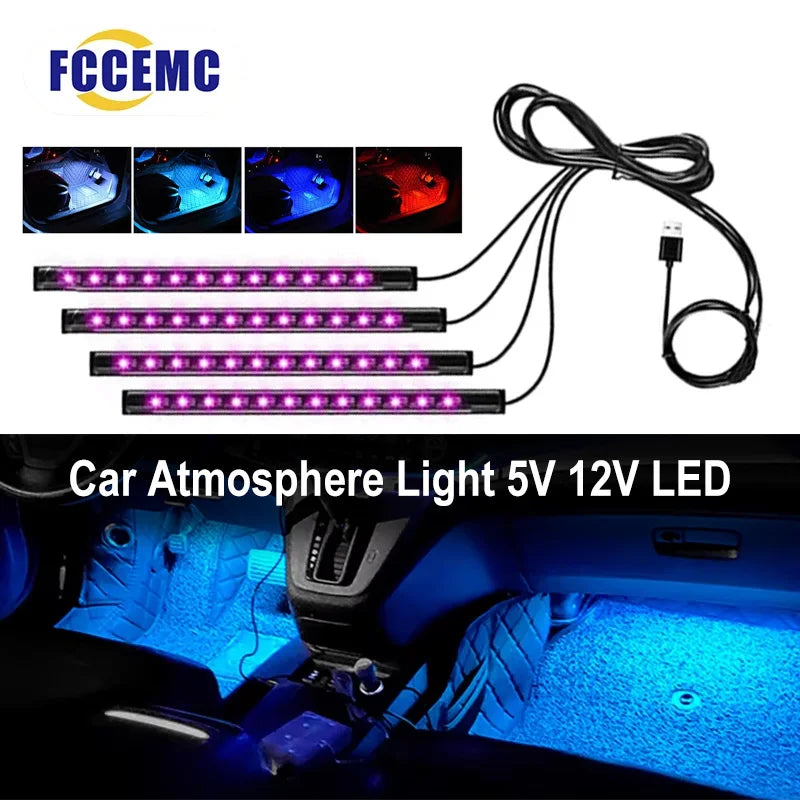 5V/12V Car Interior Backlight Ambient Mood Foot Light with C