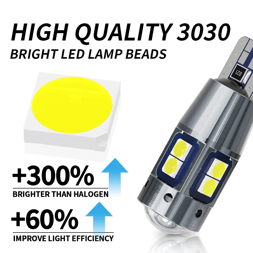 2PCS/10PCS T10 W5W 168 192 LED CANBUS No Error 3030 10SMD Hi