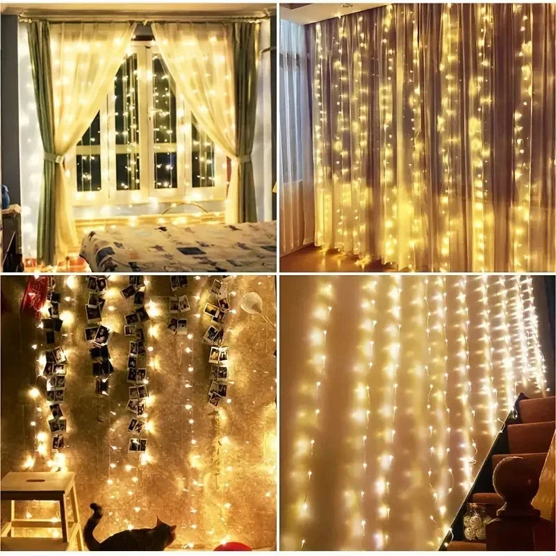 Christmas Lights LED Fairy String Curtain Lights 8 Mode Remo