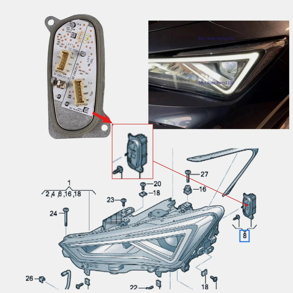 DRL Headlight Module With Heatsink For SEAT Leon CUPRA Formentor Tarraco 2020-2024 Spare Parts for SEAT