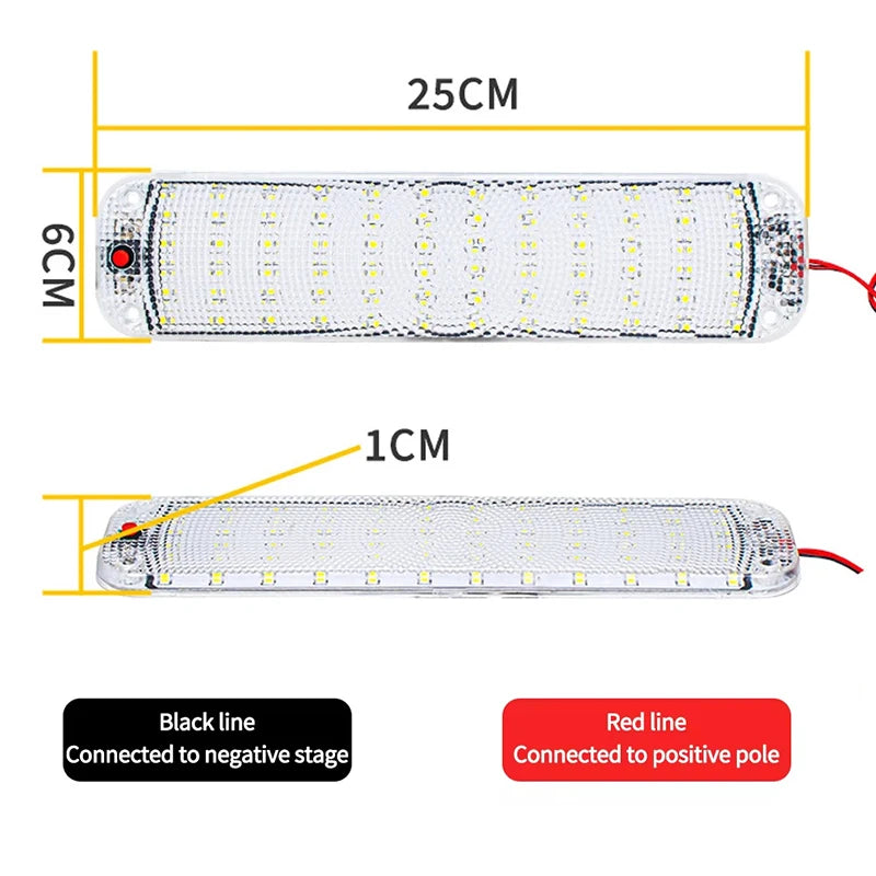 12V-80V High Brightness LED Panel Light Bar 72LED Car Interi