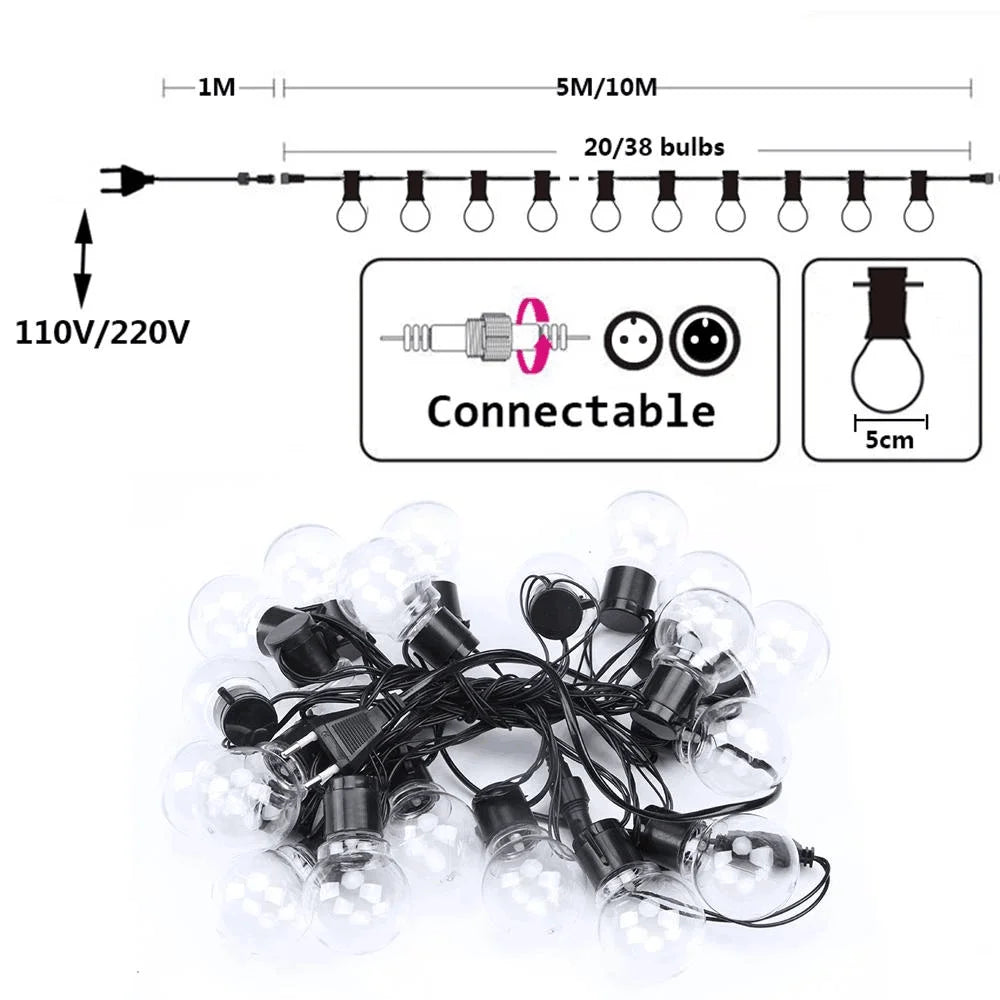 6M-16M Festoon Led Globe Fairy String Lights Christmas Garla
