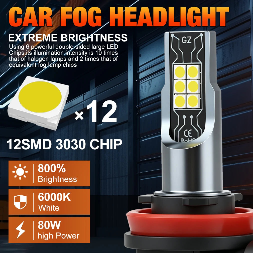 XSTORM 1/2 PCS H11 LED Fog Headlights Bulbs Canbus No Error 