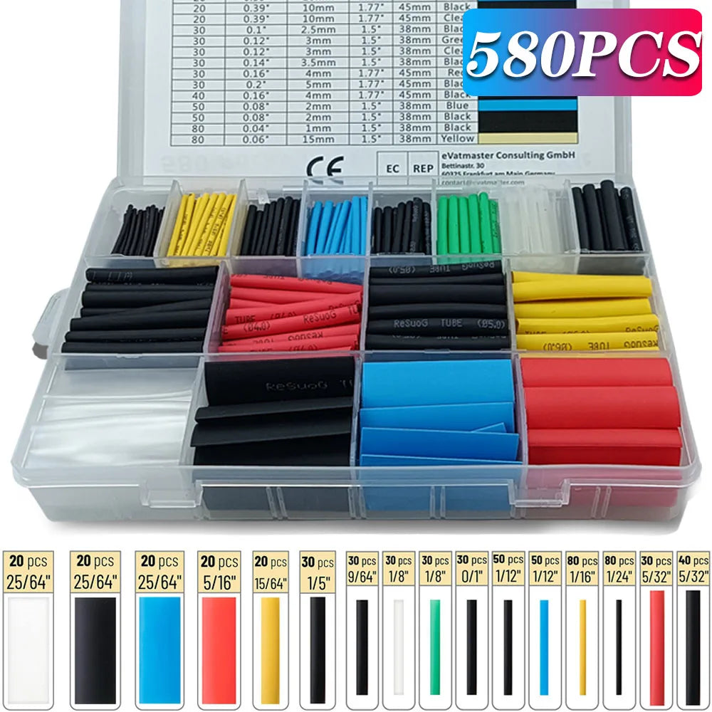 127-1060 pcs 2 1 Heat Shrink Tube Shrinking Assorted Polyolefin Insulation Sleeving Wire Cable Sleeves Wrap