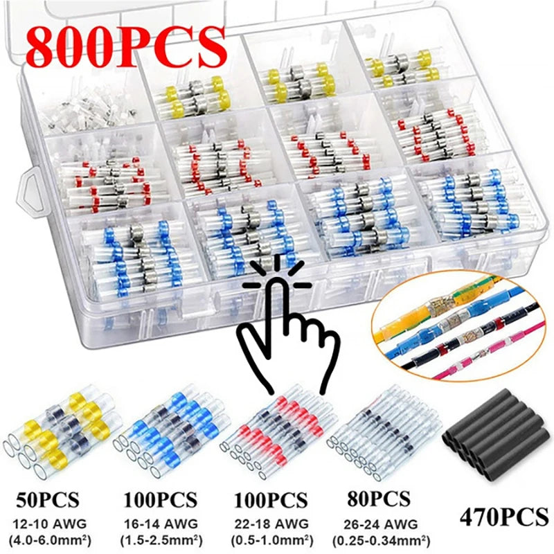 800pcs Solder Seal Wire Connectors Heat Shrink Insulated Ele