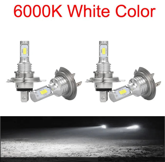 4PCS H7 LED H4 Headlight KIT Combo Bulbs High Low Beam Super Bright White 6000K 3000K Yellow 12000K Ice Blue