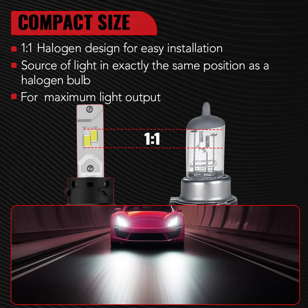 2Pcs H13/9008 80W 6500K White 24000LM IP67 LED Headlight Bul