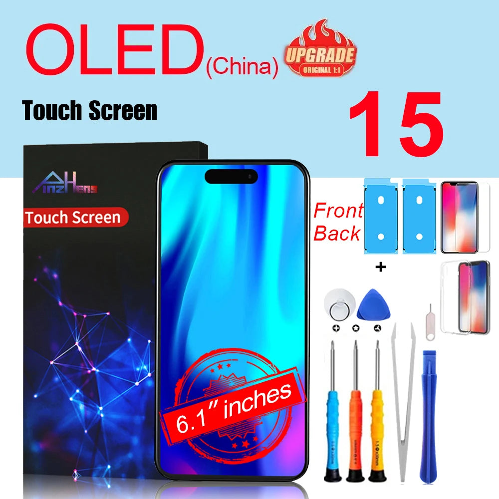 PINZHENG High Quality Screen INCELL LCD OLED For iPhone 14 Pro 15 Plus 13 Pro Max Display For iPhone Replacement With Tools