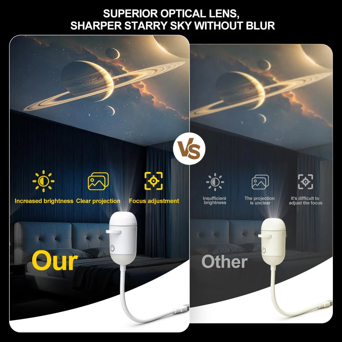 USB Mini Galaxy Projector Night Light 2-in-1 Starry Sky Ambi