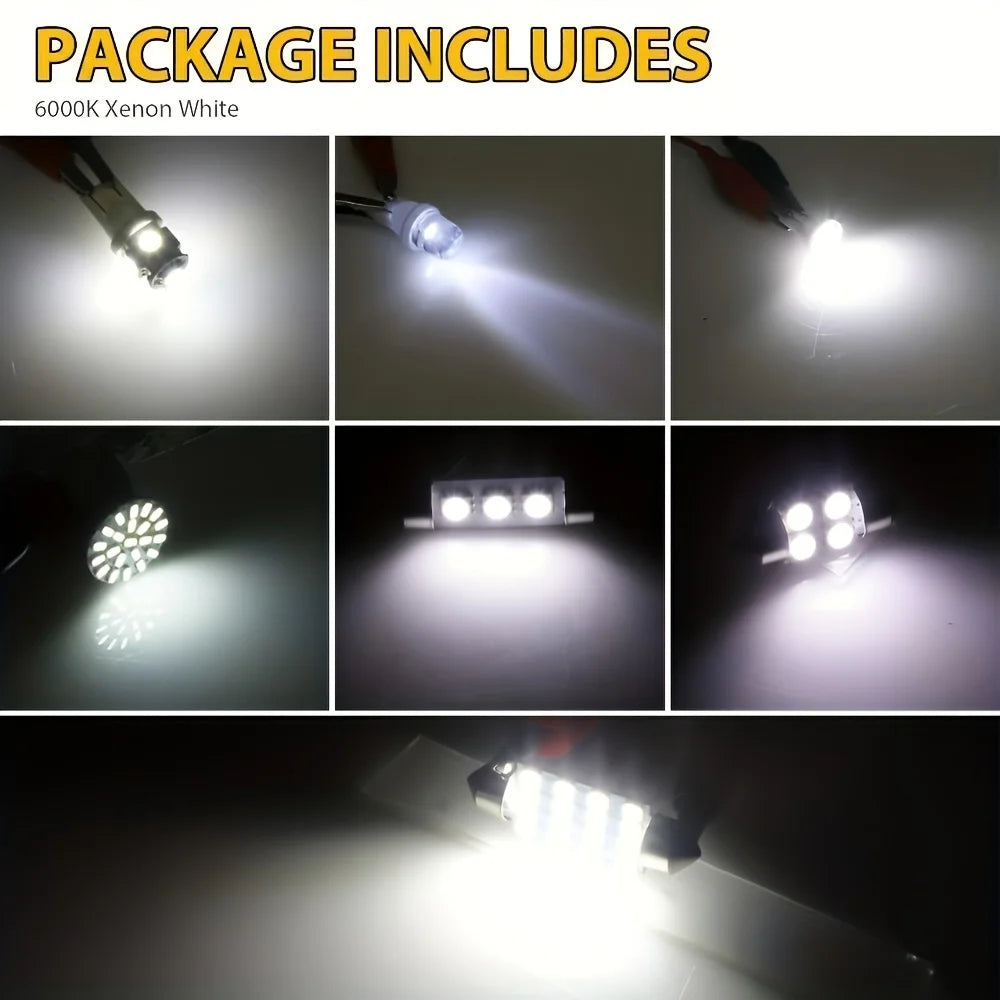 42Pcs LED Car Interior Lights T10 6000K SMD LED Replacement 