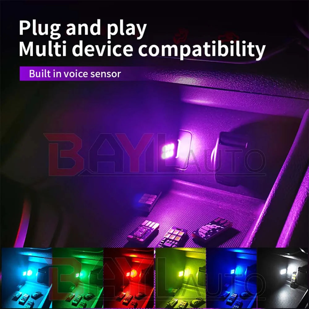 1/2/4Pcs Portable Mini Car Atmosphere Light 5730 USB 6 LED L