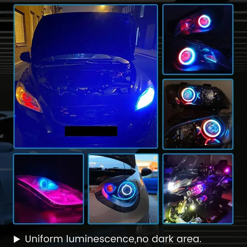 2PCS RGB Cotton LED Angel Eyes Halo Rings 60mm 70mm 80mm LED