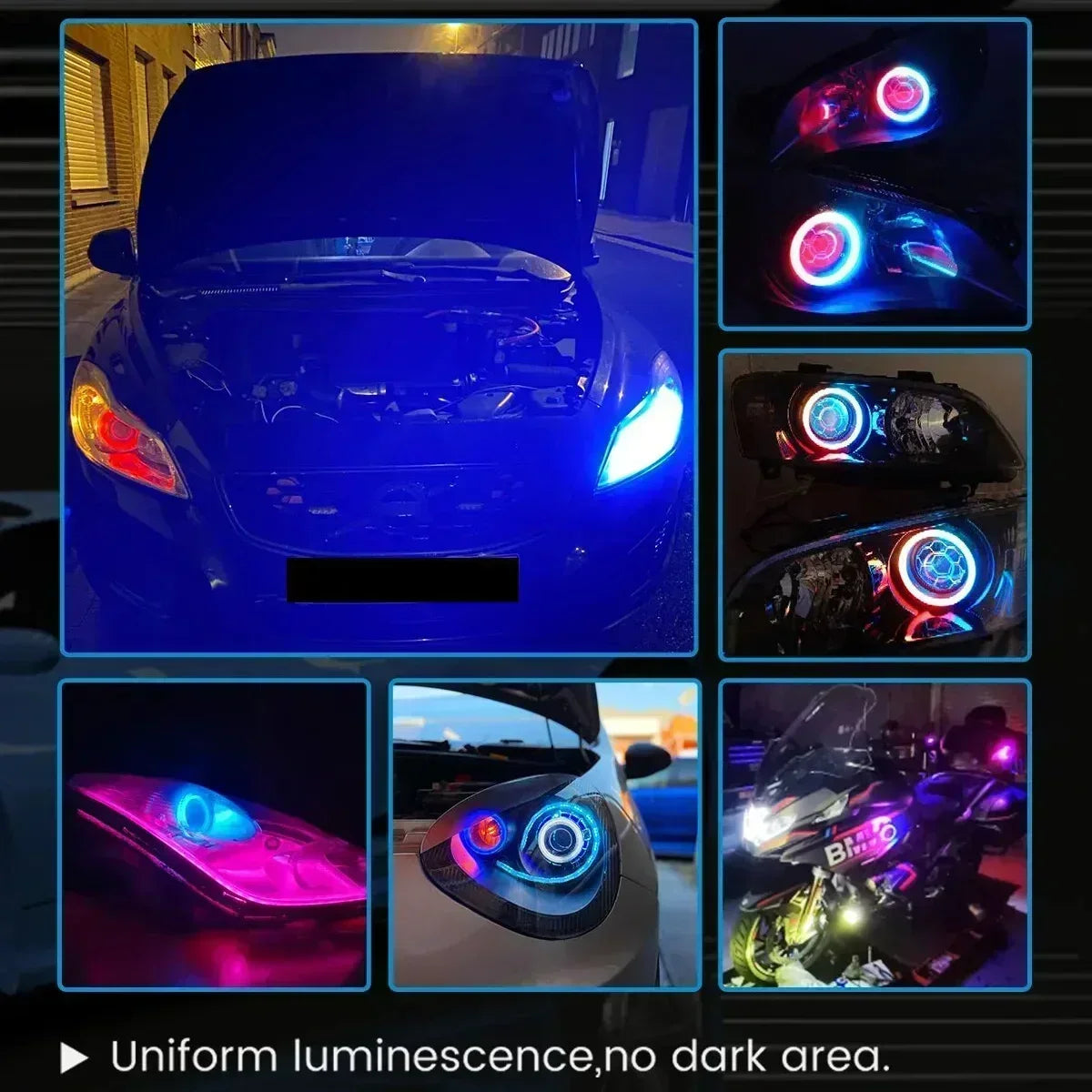 2PCS RGB Cotton LED Angel Eyes Halo Rings 60mm 70mm 80mm LED