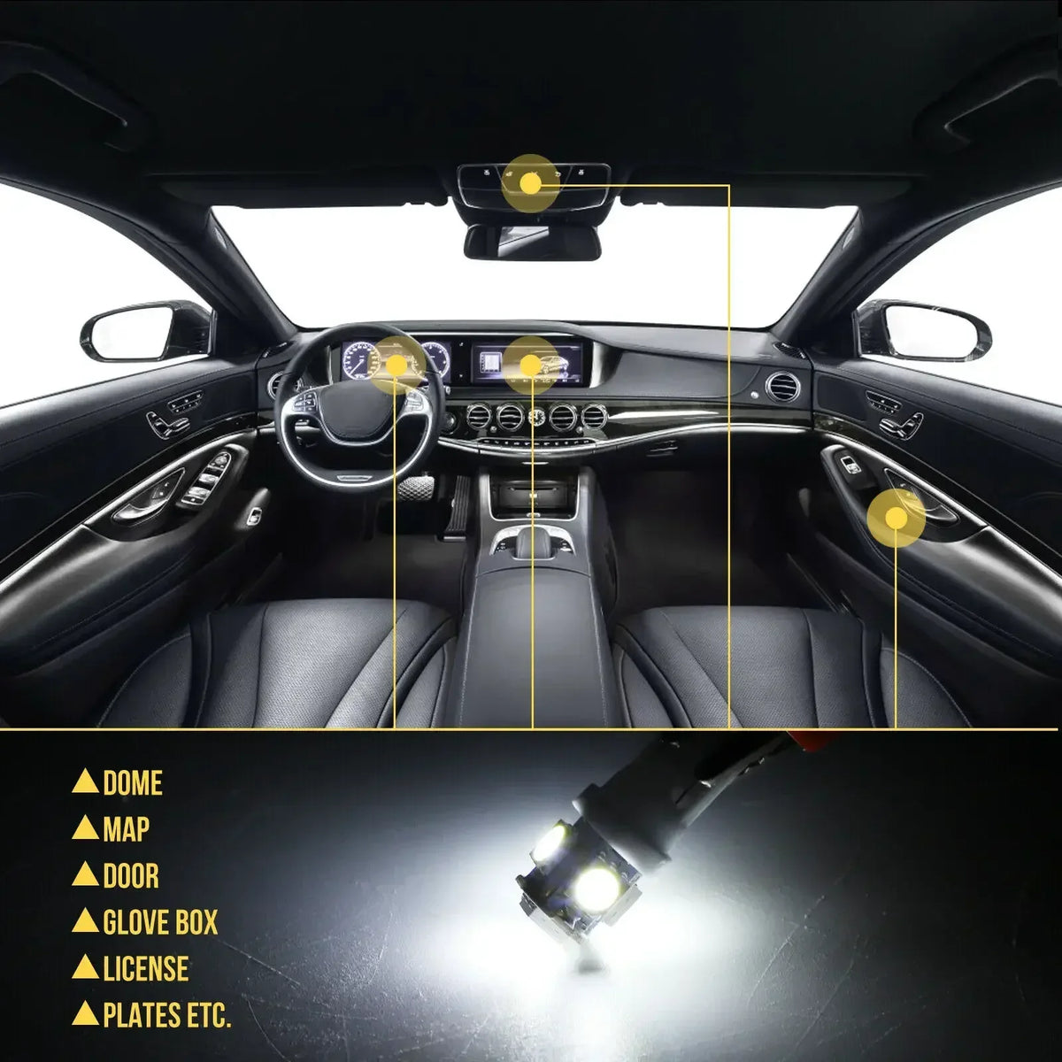 23Pcs T10 5050 Car LED Light Bulb Interior Dome Trunk Licens