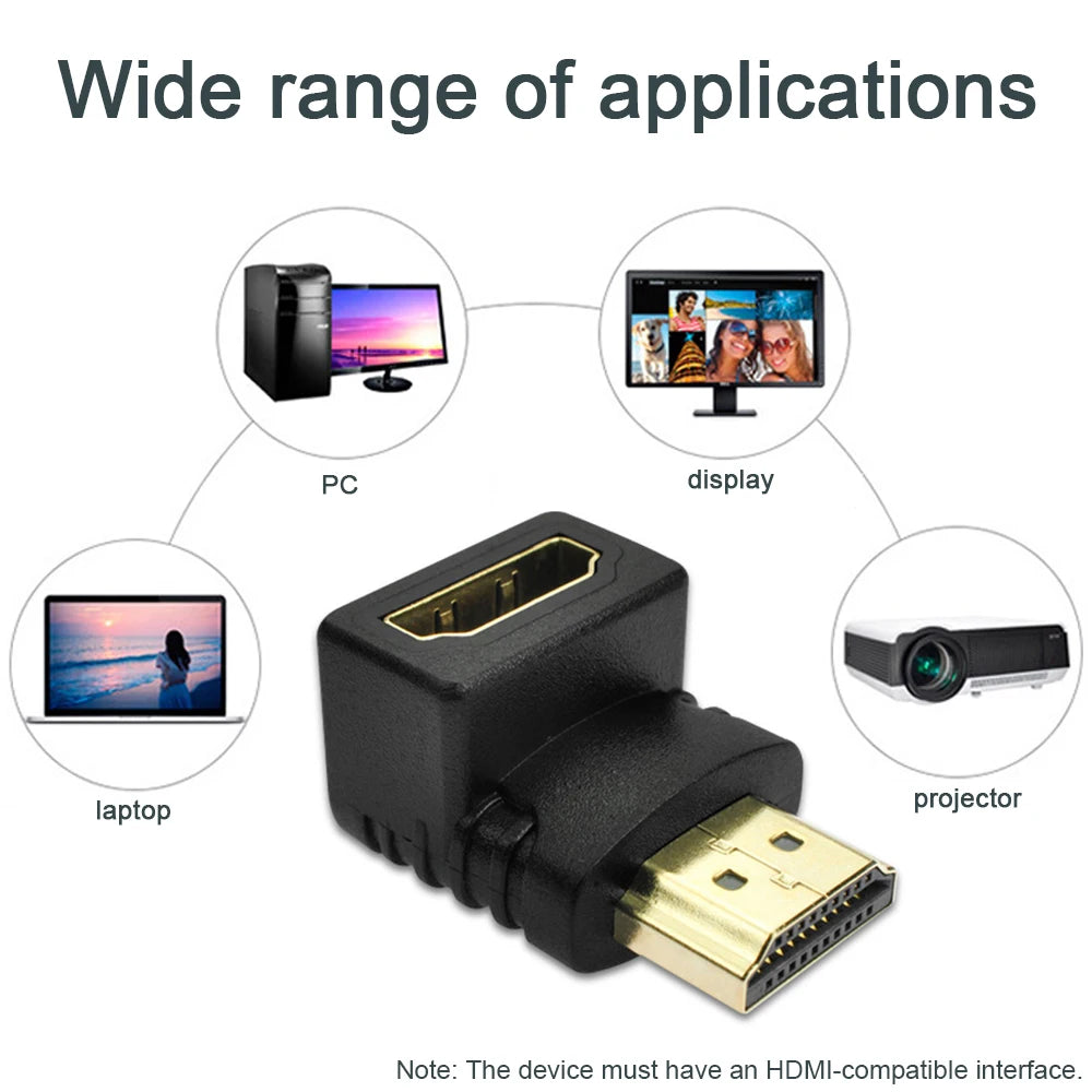HDMI-Compatible Adapter 90 270 Degree Right Angle Male to Fe