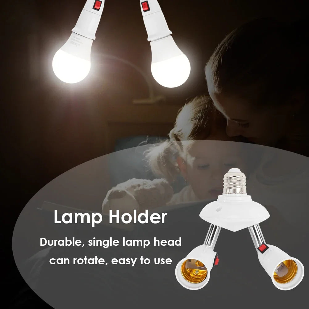 E27 Splitter 2/3/4/5 Heads Lamp Base Adjustable LED Light Bu