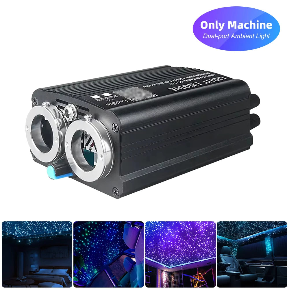 Car Starry Sky Light Auto Home Fiber Optic Lights Atmosphere Lamp Music Control Ceiling Lights RGB 12W 1/2 Interface 8Color LED